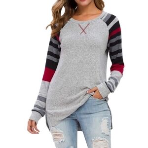 Levaca Gray and Red Women's Sweater